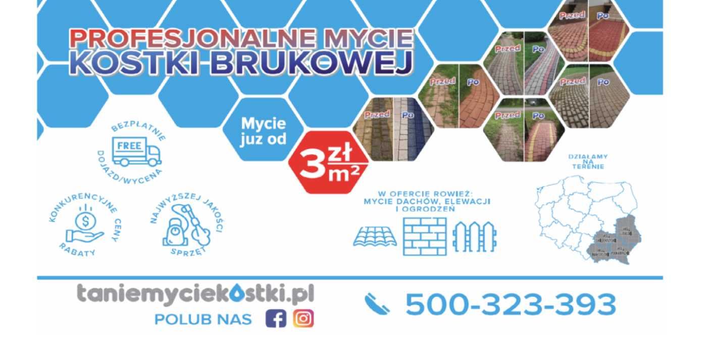 Profesjonalne Mycie Kostki Brukowej - od 3zł m2- ZarezerwujTermin2024