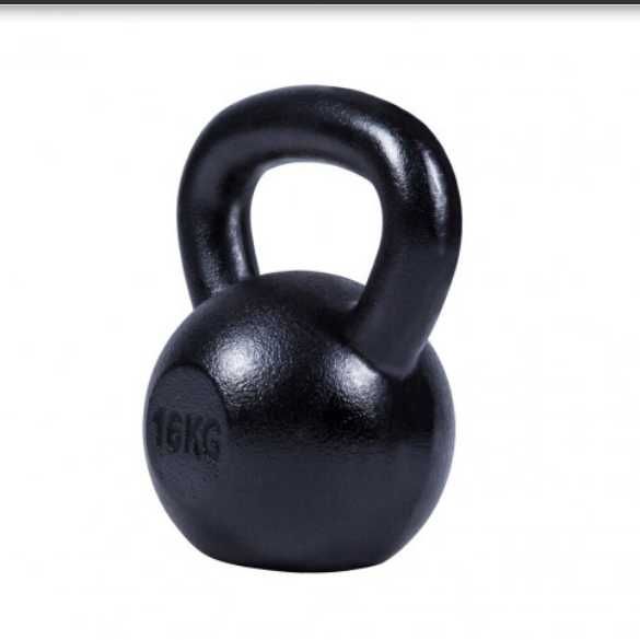 Kettlebell żeliwny 16 kg, czarny