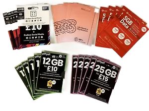30x Starter Three UK Karta SIM Prepaid SMS OTP Code