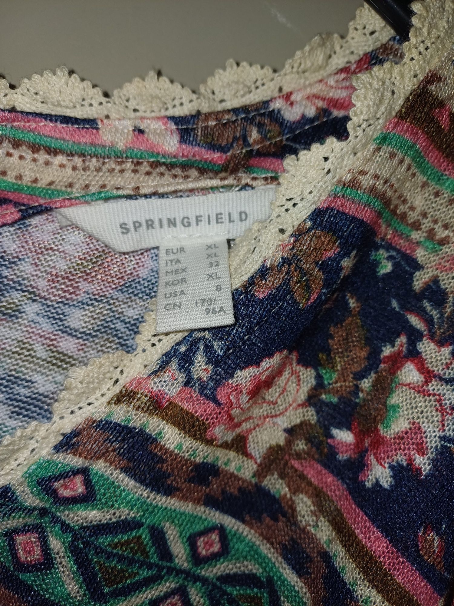 Vestido Springfield estampado com flores, manga comprida, tamanho L/XL