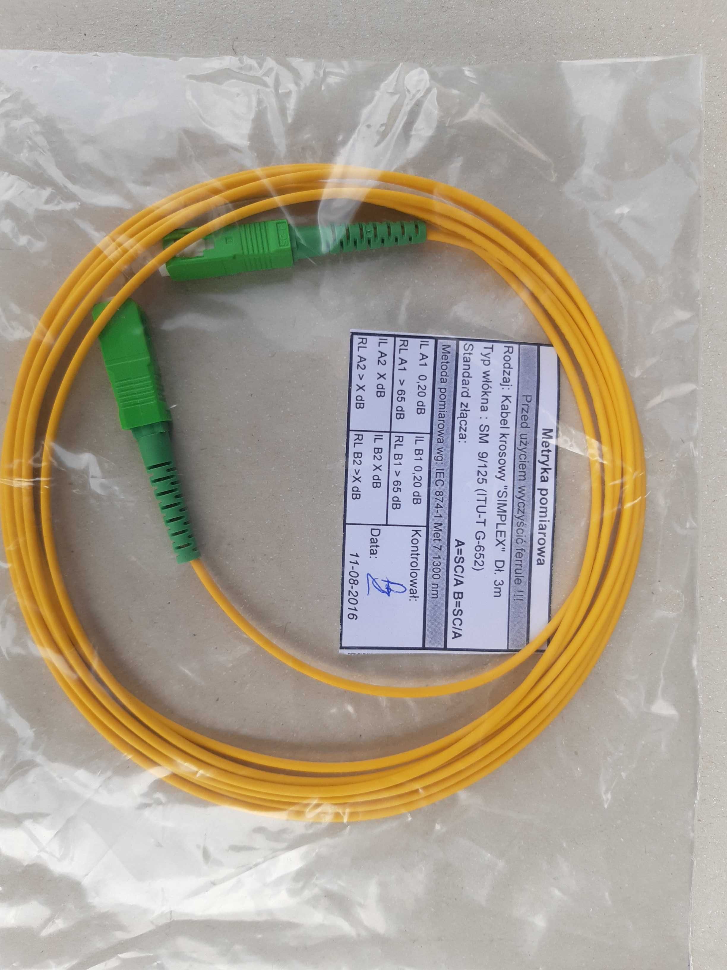 Kabel krosowy Simplex  9/125   SC/A -SC/A  G-625  3m  FV