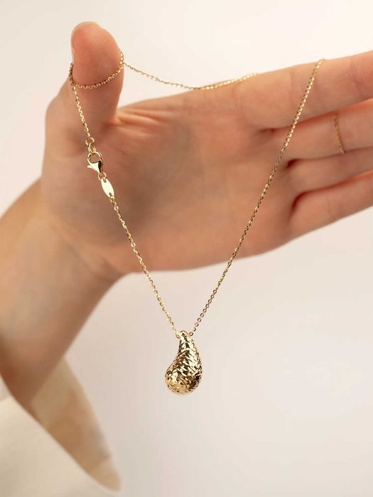 Złoty naszyjnik, celebrytka z kroplą, łezką 45 cm próba 585