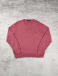 Sweter Ralph Lauren różowy męski basic serek r. M