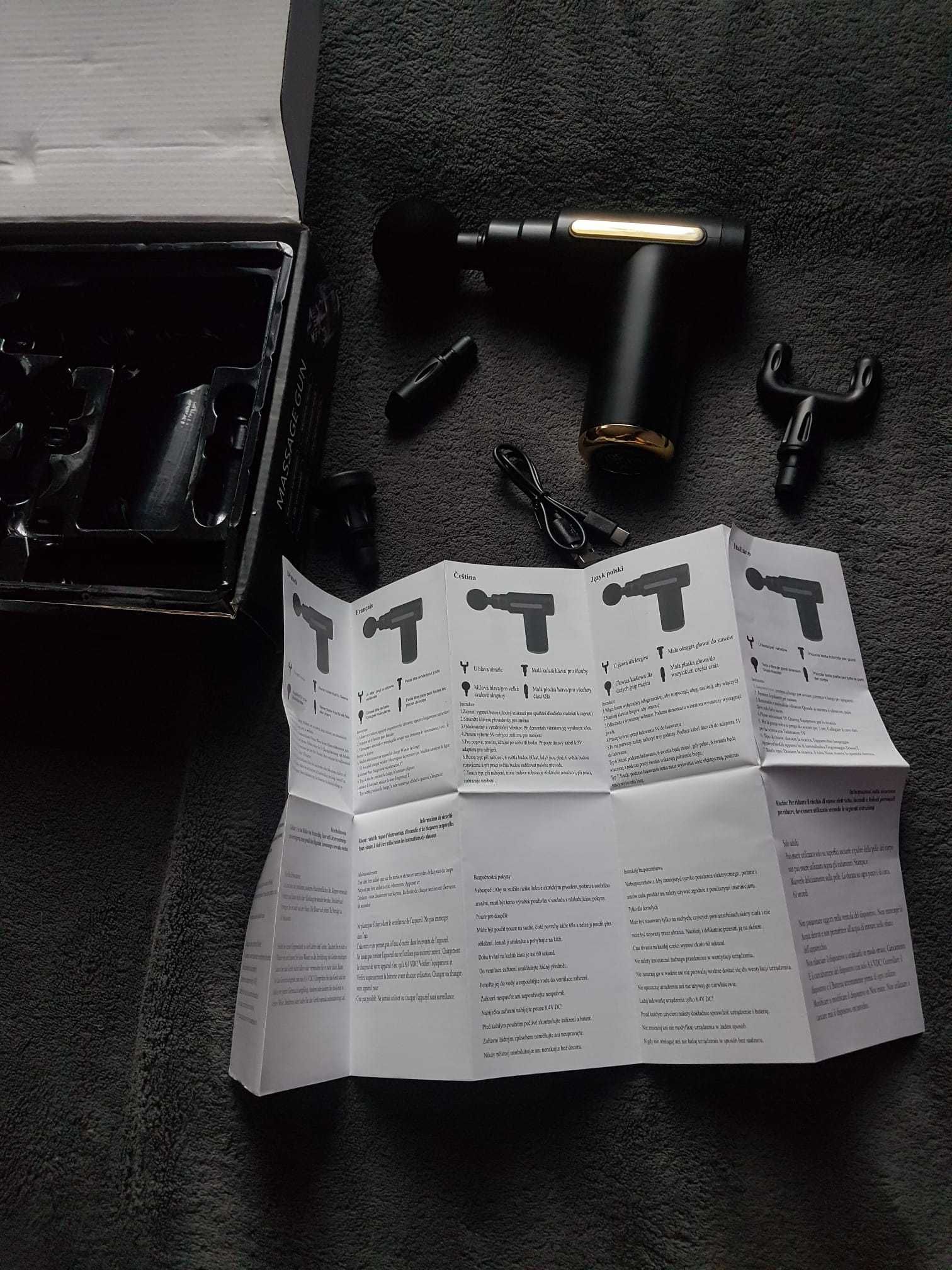 MASAŻER  Pistolet do masażu mięśni z akumulatorem, 6-trybowy USB typ-C