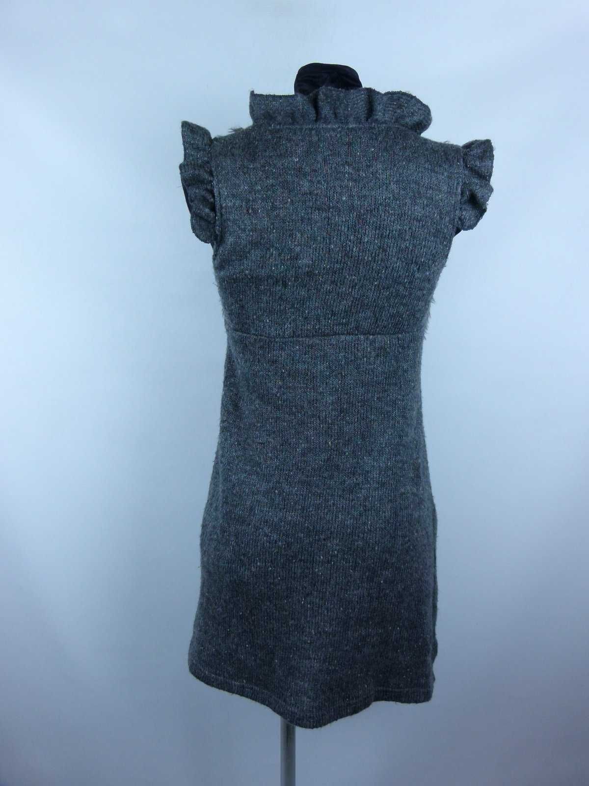 swetrowa tunika sukienka mini z futerkiem / S