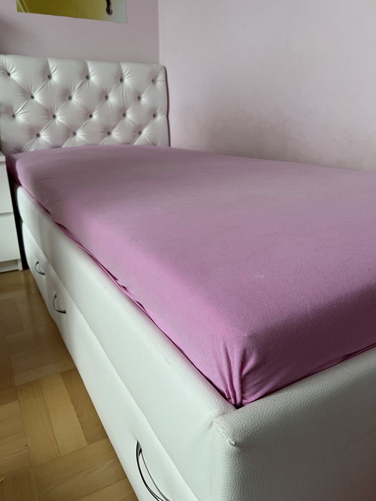 Łóżko tapicerowane glamour materac kieszeniowy duże mocne szuflady