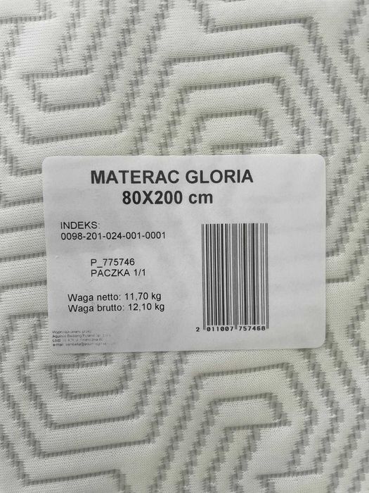 Materac Gloria 80X200 twardy