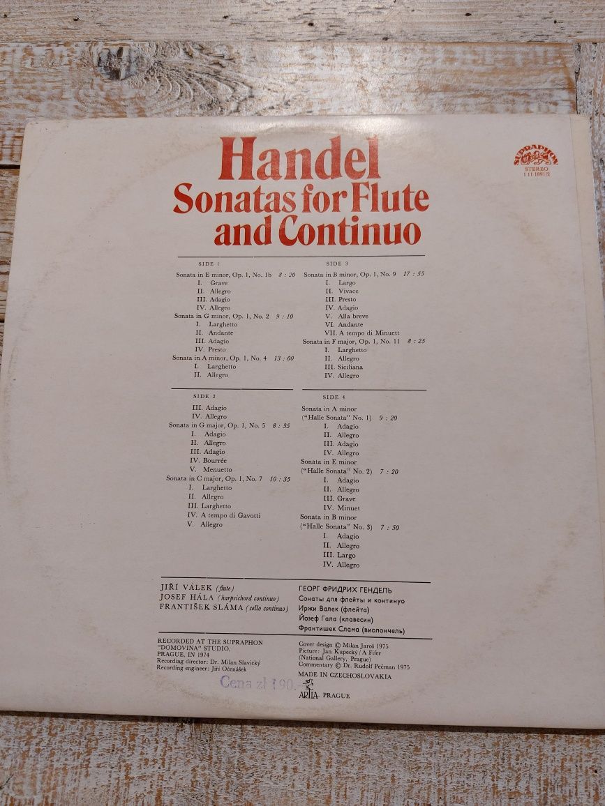 Handel Sonatas for flute and Cintinuo. Winyl x 2