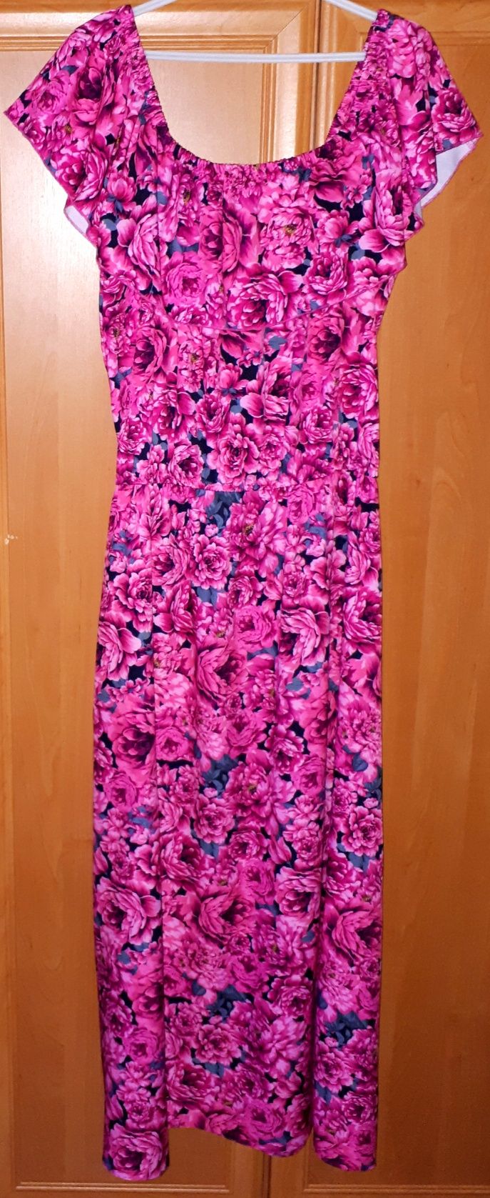 Sukienka hiszpanka maxi kwiaty peonie piwonie SHINE Raisa Plus Size