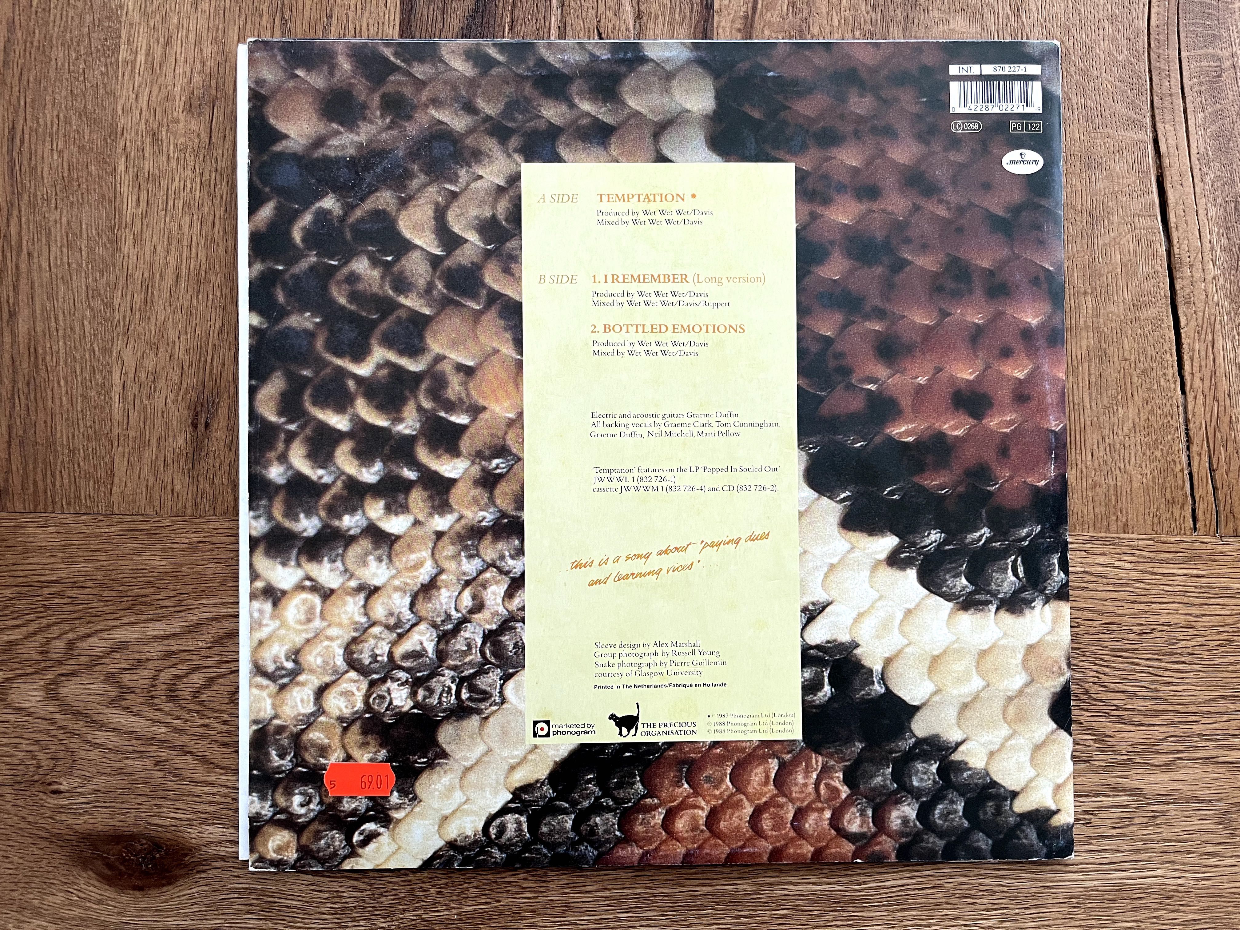 12" 45 RPM Pop Rock viny winyl Wet Wet Wet - Temptation 1988 r.