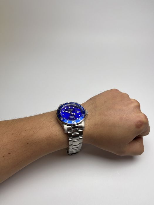 Invicta 47138, чоловічий годинник з синім циферблатом, інвікта срібло