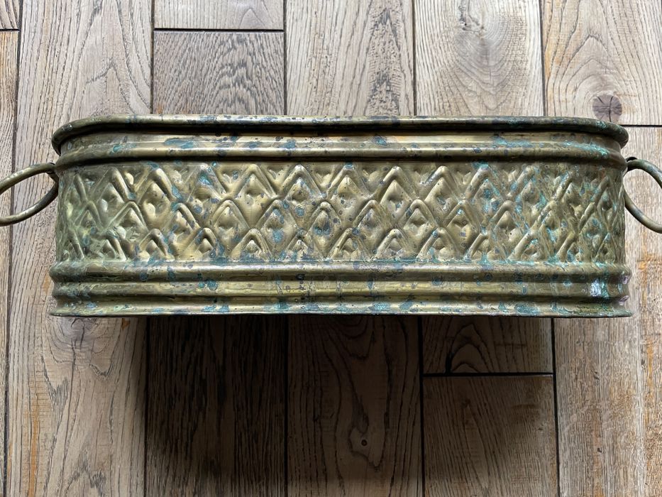 Stary kwietnik donica rynienka z mosiądzu