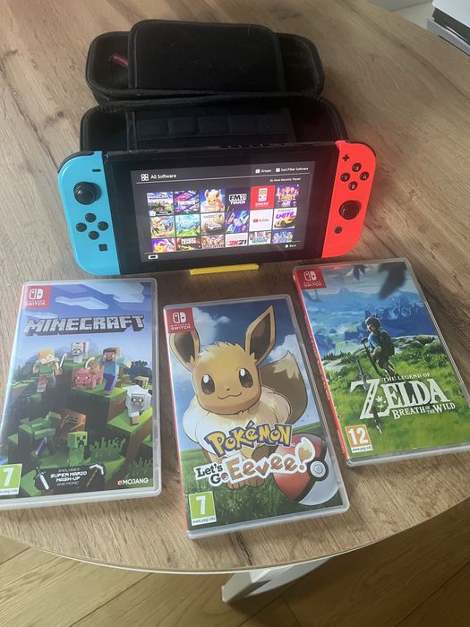 Nintendo Switch 1 v2 + 3 gry + Ringfit
