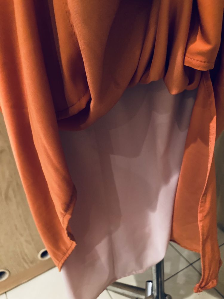 Dluga pomaranczowa sukienka na cienkich ramiaczkach, h&m, 38