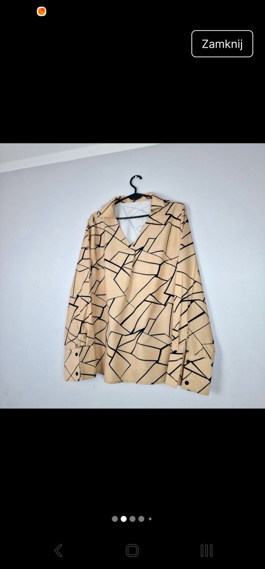 Śliczna beżowa nowa bez metki bluzka koszulowa koszula na wiosnę 4XL
