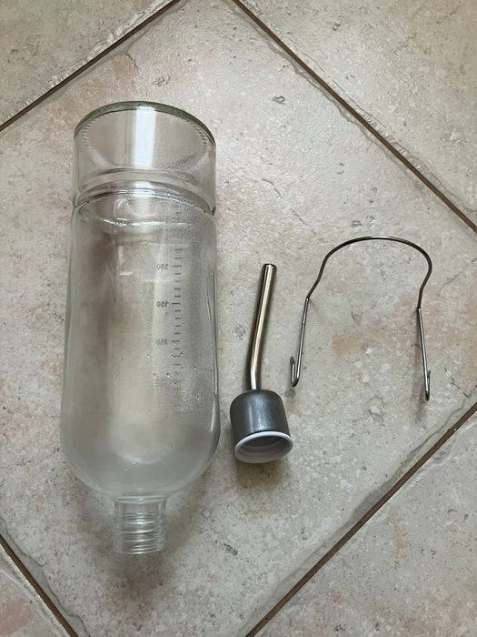 Poidło poidełko duże szklane dla zwierząt domowych, z zaworem kulkowym