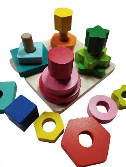 Дерев'яна розвиваюча іграшка геопірамідки сортер,Монтессорі сортер дер