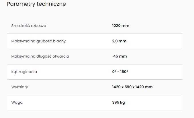 Zaginarka segmentowa PBB 1020/3SH