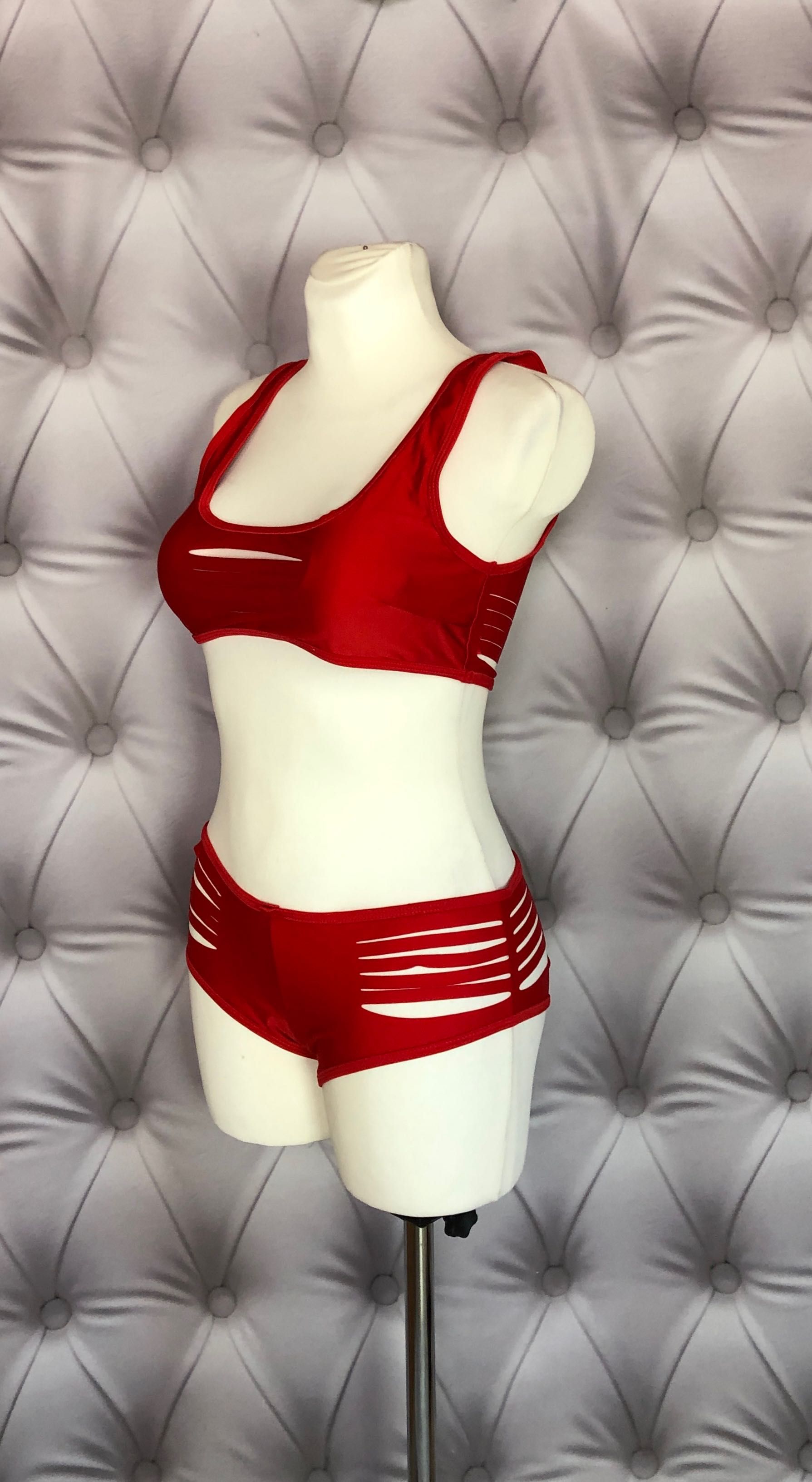 Czerwone bikini kostium kąpielowy wycięcia top M/L