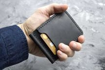 Затискач для грошей із натуральної шкіри Simple чорний