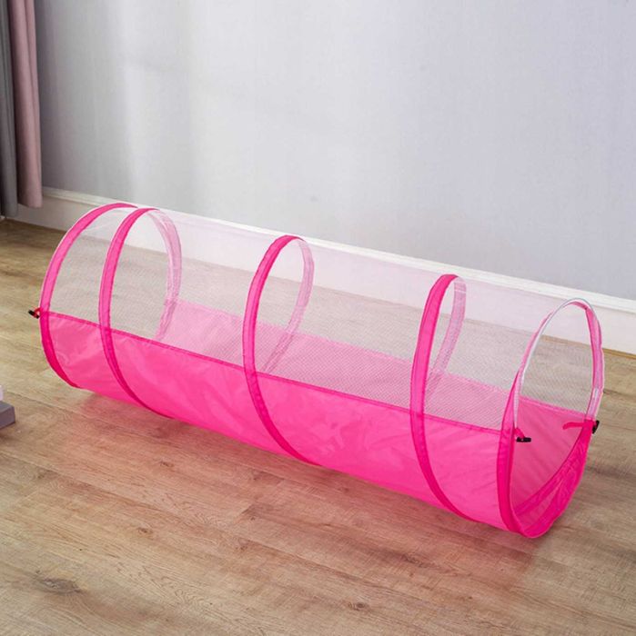 Namiot 3w1 dla dzieci: zamek + tunel + kojec/basen, różowy