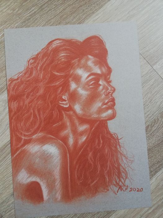 Portret postaci kobieta rysunek pastele malarstwo pomysł na prezent