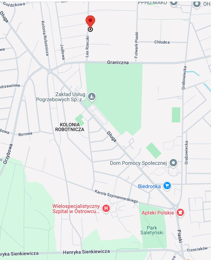 Ostrowiec Św. Dz. Budowlane ul. Las Rzeczki i Folwark Piaski 1500m2