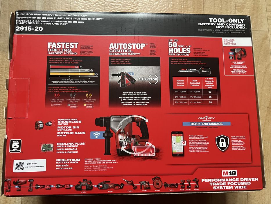 Акумуляторний перфоратор Miwaukee m18 2915-20