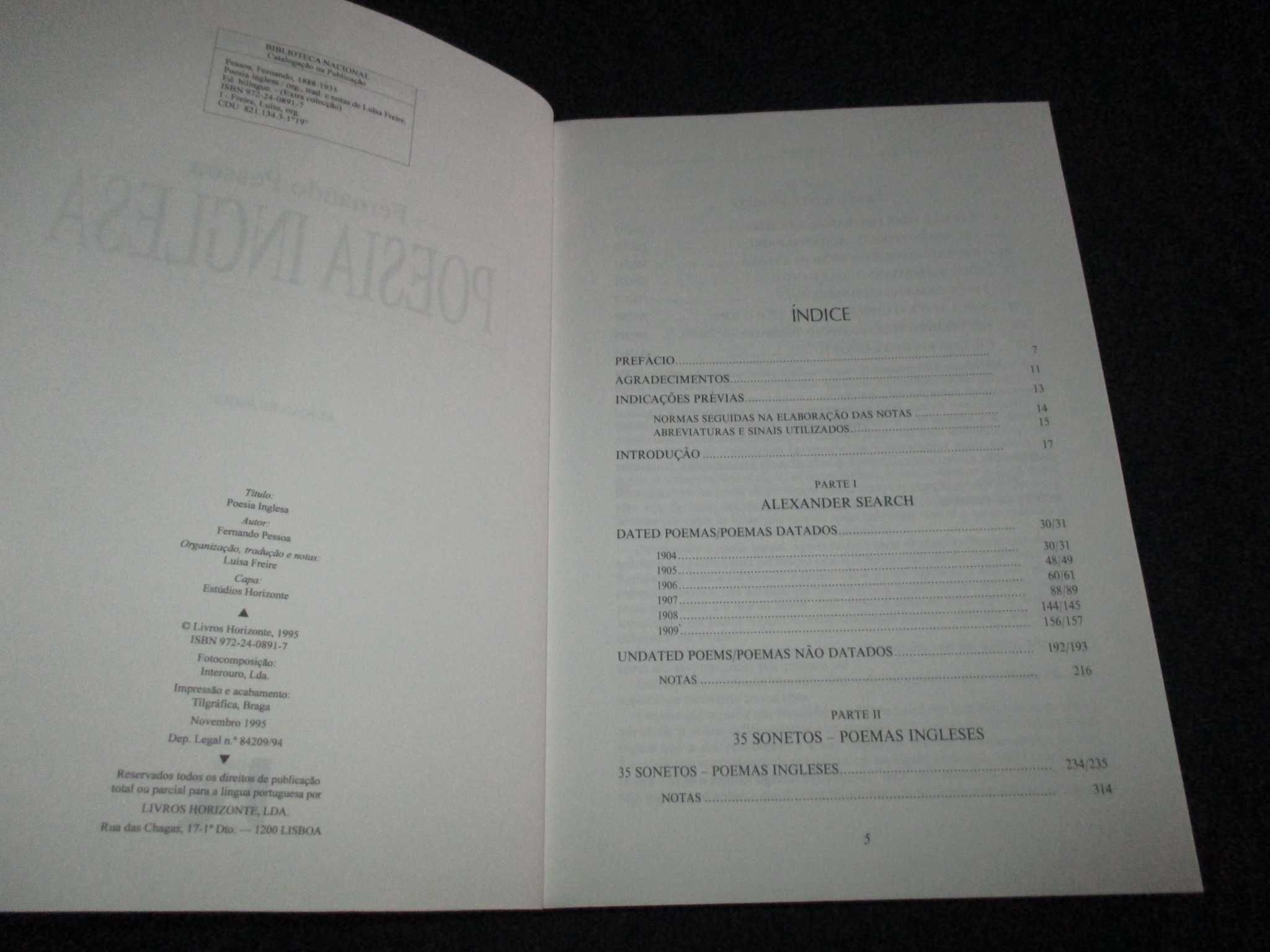 Livro Poesia Inglesa Fernando Pessoa 1995