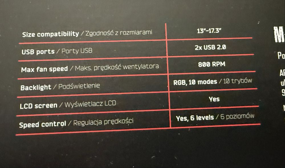 Podstawka chłodzaca Mad Dog GCP600 RGB