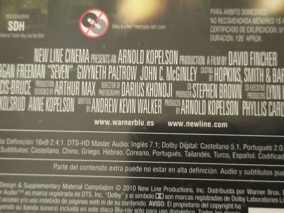 Blu-ray "Seven - Sete Pecados mortais"