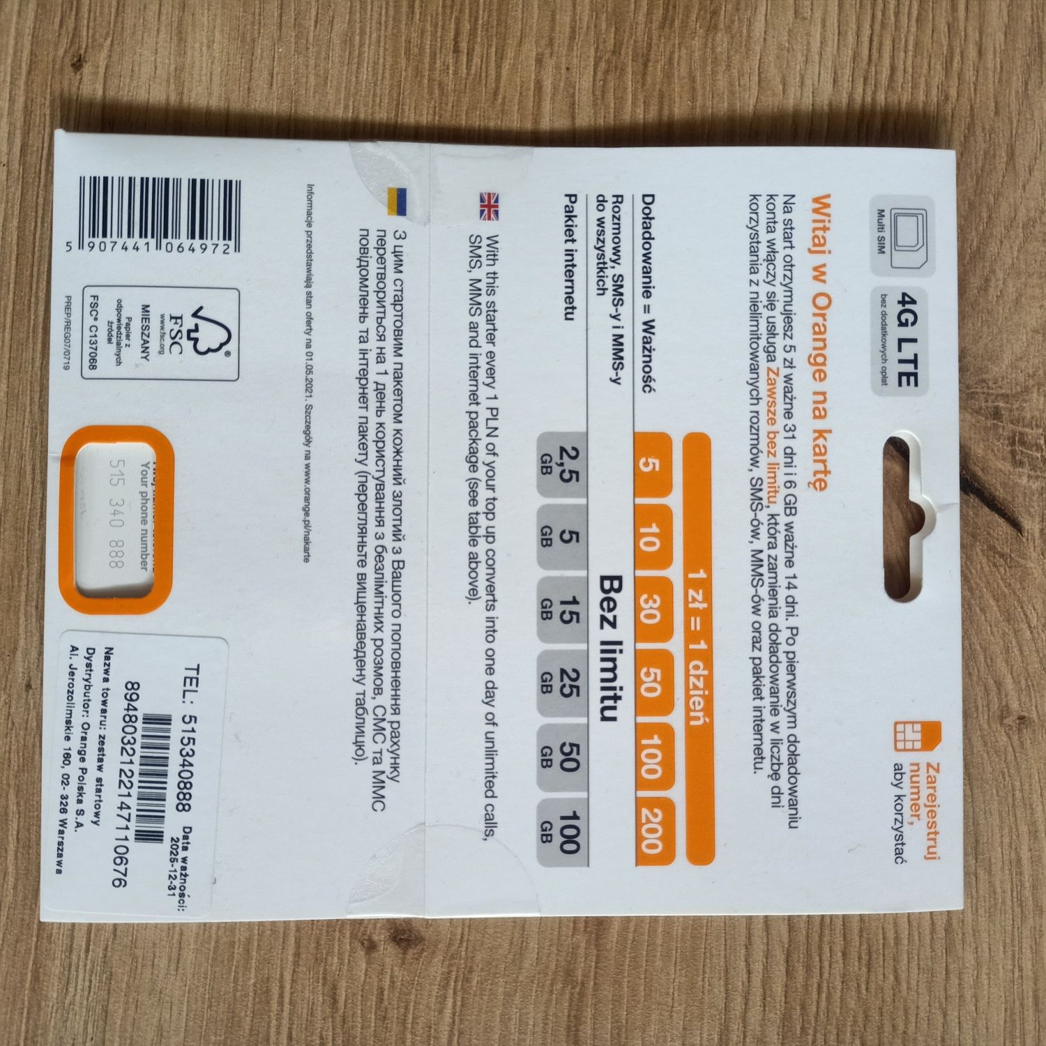 515 ŁATWY Numer ORANGE 3 4 0 8 8 8
