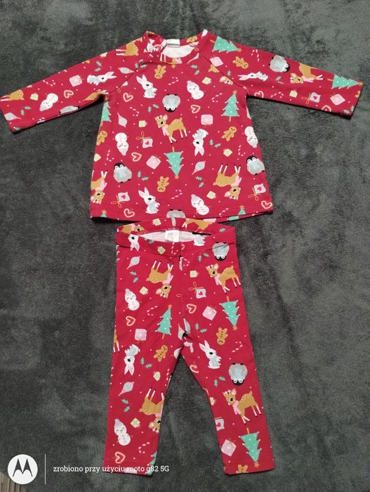 Komplet świąteczny H&M bluzka leginsy Boże Narodzenie rozmiar 74