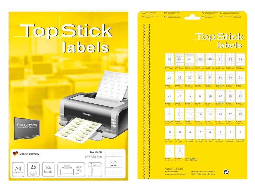 TopStick 3000 Etiquetas Tam: 96,5 x 42,3 mm (1726)