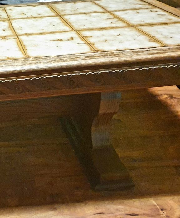 Ława dębowa z płytkami