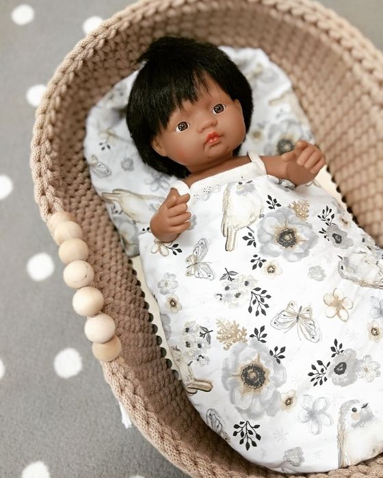 Kosz Boho makrama łóżeczko lalki baby Born Reina Minikane miniland beż