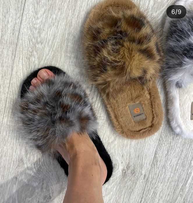Меховие тапки,женские тапочки