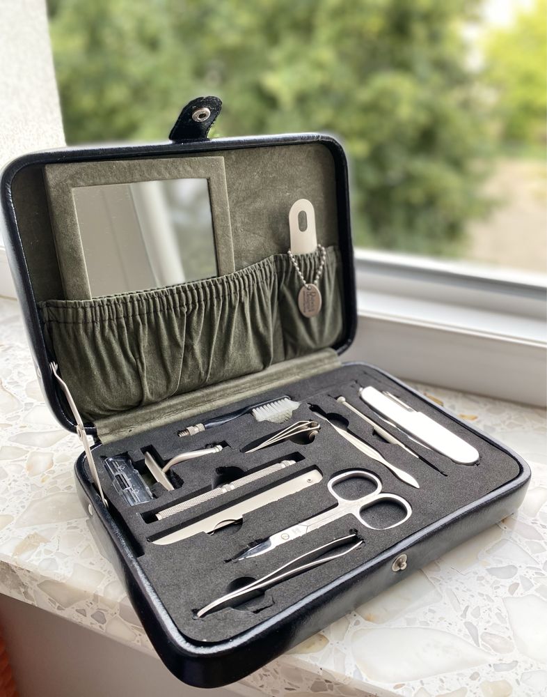 Dulwich Designs Genuine Leather Box Męski zestaw do golenia/podróży