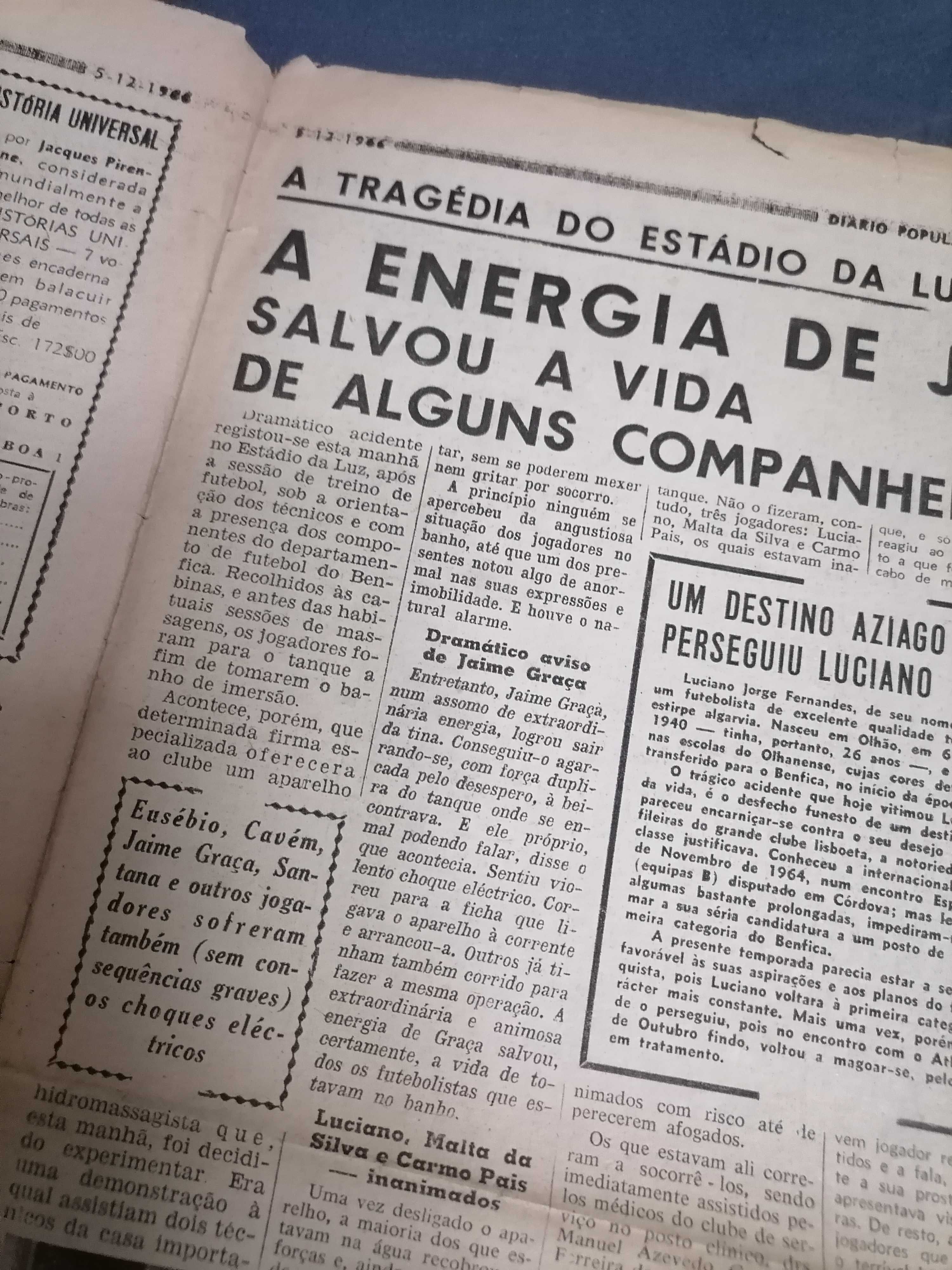 BENFICA 1966  Tragédia no Estádio da Luz Acidente vitimou LUCIANO