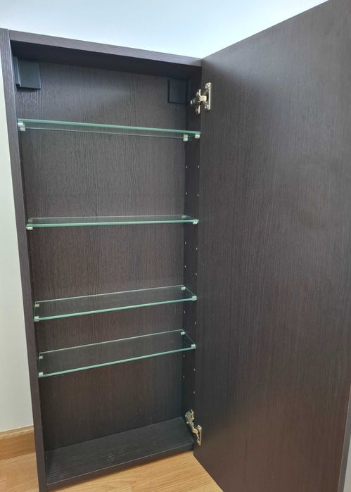 Armário WC parede c/porta, castanho, 40x14x96 cm
