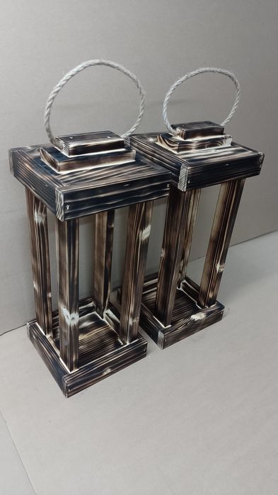 Lampion 46cm drewniany XXL 20x20cm z drewna  baza deska stroik latarni