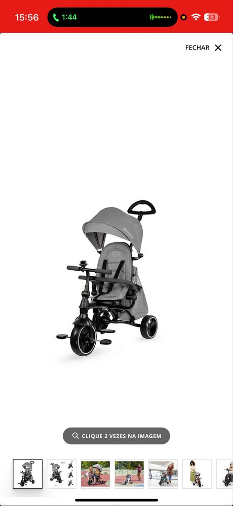 Triciclo KINDERKRAFT Jazz (Dobrável - Cinzento)