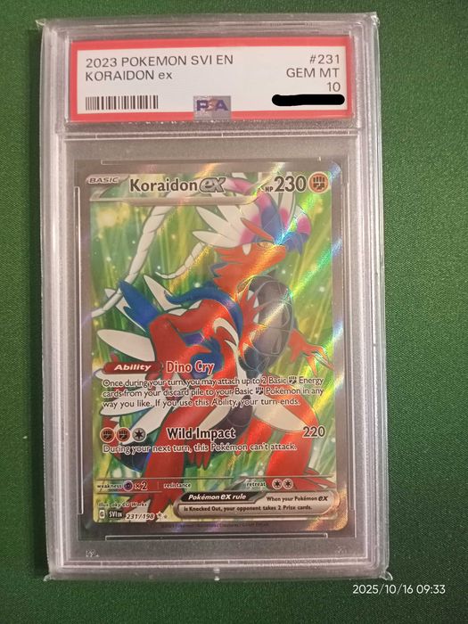 Pokemon PSA 10 Karty Koraidion Miraidion Unown Gardevoir Ledian