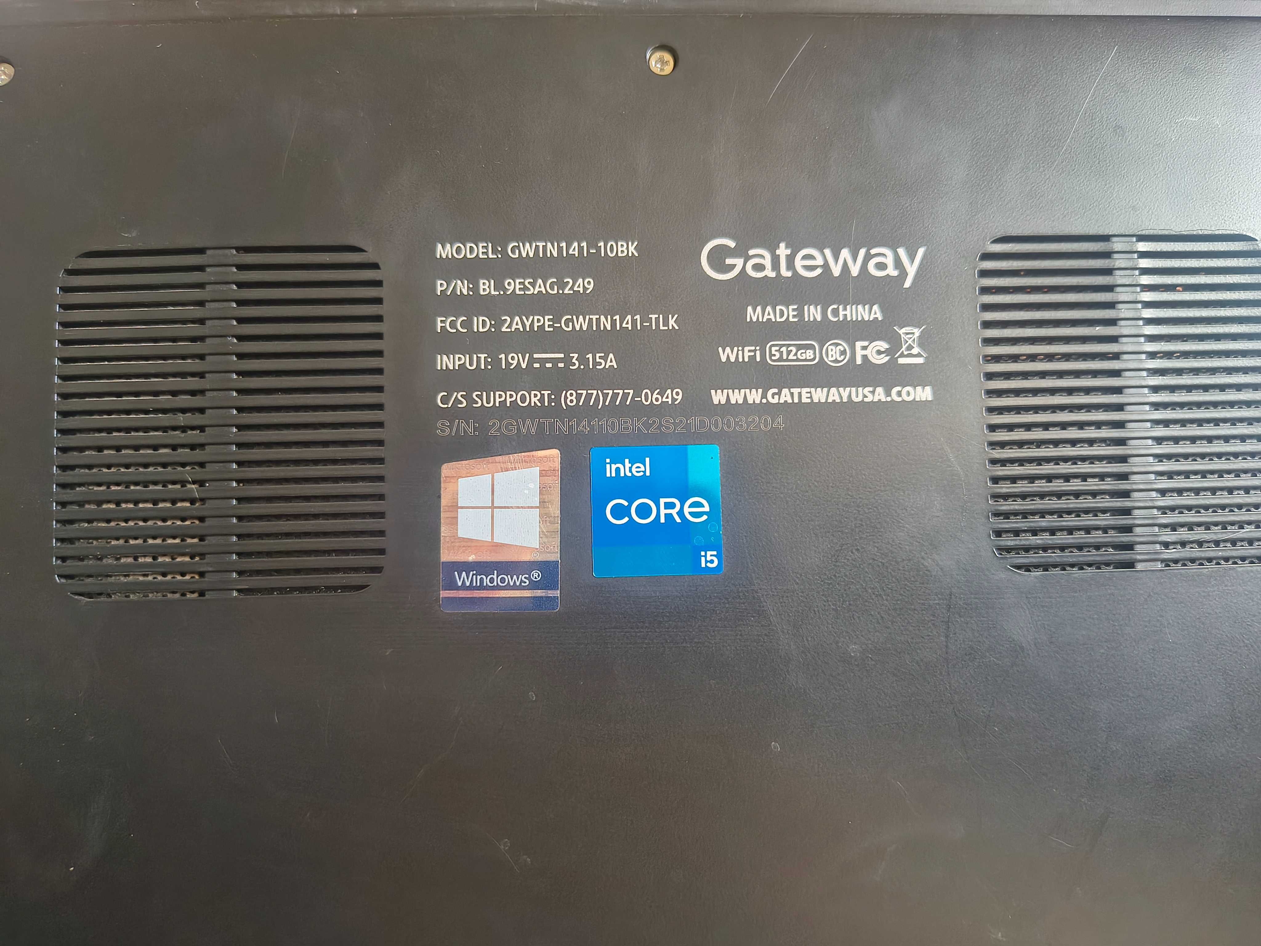 Ноутбук Gateway Intel i5 1135G7/RAM 16ГБ/SSD 256ГБ Акум не працює!