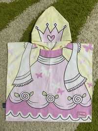Детское пляжное полотенце пончо для девочки принцеса