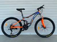Двухпідвісний горний велосипед 26 дюймів оранжевий
