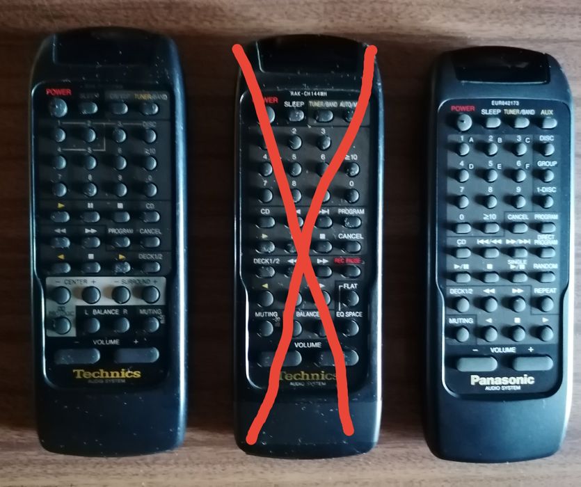 Comandos Technics e Panasonic