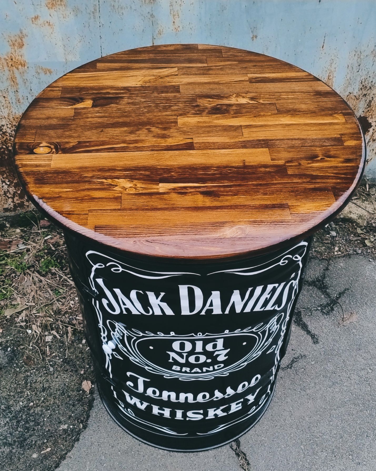 Бочка мини-бар с логотипом Jack Daniels. Барная лофт тумба из бочки