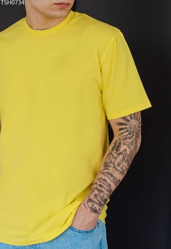 Базова футболка з бавовни, кольори хакі і жовтий.