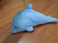 maskotka, zabawka miękka delfin, biało niebieski